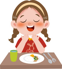 Kid pray before eating