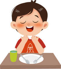 Kid pray after eating