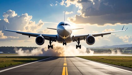 Fototapeta premium Airplane Taking Off – Realistic Airport Scene