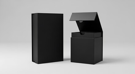 Black Gift Box Mockup - Elegant and Minimalist Design.