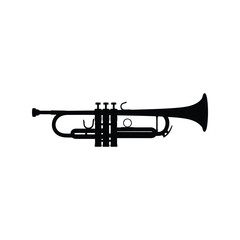 Naklejka premium Classic trumpet silhouette symbol musical instrument brass jazz orchestra performance vector