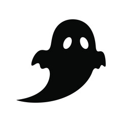 Spooky silhouette ghost character halloween icon for spooky season designs vector