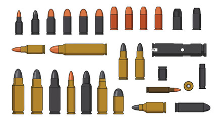 a variety of bullets and ammunition displayed neatly © Kuntol02