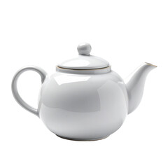 Obraz premium White ceramic teapot with a gold-rimmed lid