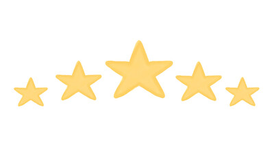 5 golden star rating on white background