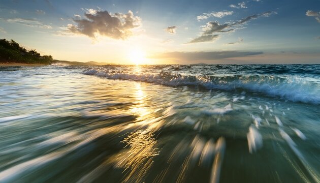 sunlight reflects on ocean waves capturing the essence of nature s beauty and tranquility in serene waters