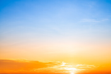 Beautiful , luxury soft gradient orange gold clouds and sunlight on the blue sky perfect for the...