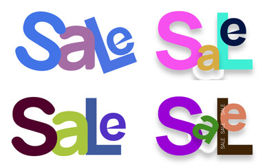 Set of Modern and Stylized "SALE" Typography with a Bold and Colorful Design