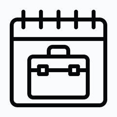 Briefcase Vector Icon, Bag, Portfolio Symbol Vector Calendar Icon. Lineal Vector Icon.