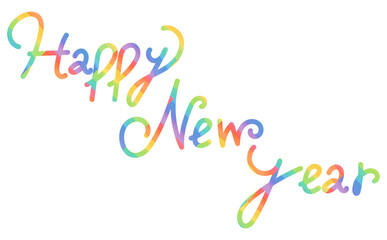手書きのハッピーニューイヤーの文字デザインロゴ