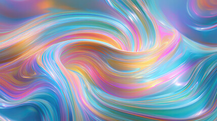 Obraz premium Liquid holographic paint swirls in neon colors.