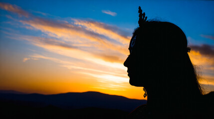Serene Hindu Goddess at Sunset..