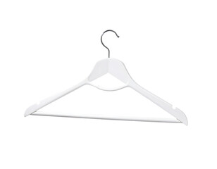 White wooden hanger with curved shape