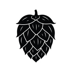 Hand drawn silhouette of hops cone for craft beer brewing and herbal ingredient design vector