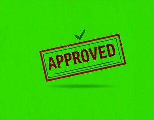 Approved stamp icon on green background