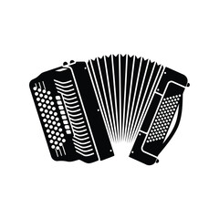 Black silhouette of an accordion musical instrument for classic folk and traditional music vector