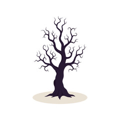 Spooky bare tree silhouette isolated on white perfect for halloween and autumn designs vector