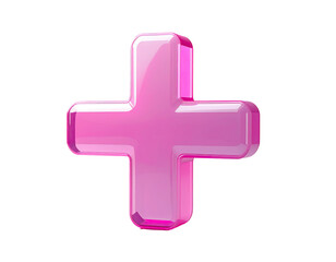 Obraz premium 3D rendered pink plus sign, glossy, outlined