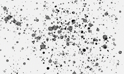 Obraz premium Black and Gray Ink Splatters on White Background – Abstract Droplet Pattern with Random Dispersion