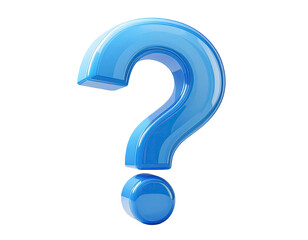 3D rendered, glossy, vibrant blue question mark