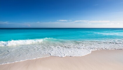gentle turquoise ocean waves caress pristine white sand creating a serene and minimalist beach scene