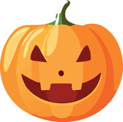 A carved Halloween pumpkin with a grinning face.