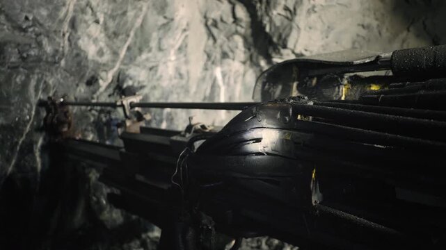 The drilling process in the mine
