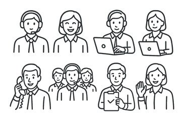 Cartoon office workers: diverse team with technology and communication tools