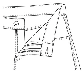 denim pants front fly ciocure technical vector design © GD TAWHIDUL