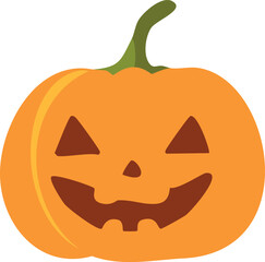 Orange pumpkin with a carved Halloween face.