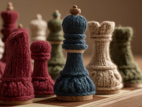 Unique handmade knitted chess set offers cozy, artistic twist on classic game perfect for gifting