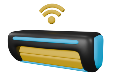 Smart Air Conditioner 3D Icon, Wireless AC Temperature Control, Editable Smart Home Cooling System With Wifi Technology