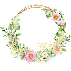 Watercolor flowers wreath vector for design.