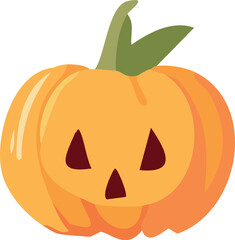 A vibrant, cartoon-style pumpkin illustration with carved eyes and mouth, ready for Halloween festivities.