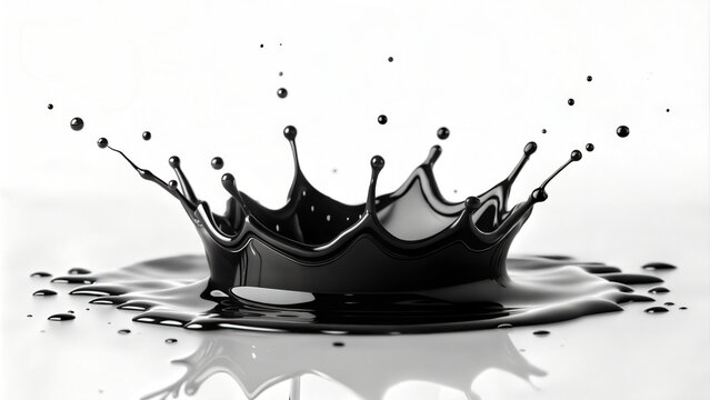 Minimalist Black Ink Splash Background with Fine Droplets on Clean White Surface