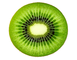  Sliced Kiwi Showing Vibrant Green Flesh and Seeds PNG Cutout