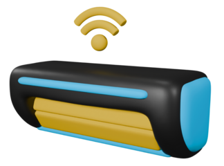 Smart Air Conditioner 3D Icon, Wireless AC Temperature Control, Editable Smart Home Cooling System With Wifi Technology