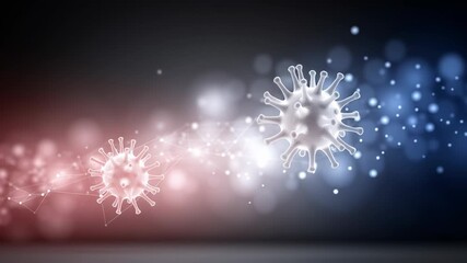 Microscopic virus cells with red and blue gradient background. - Powered by Adobe