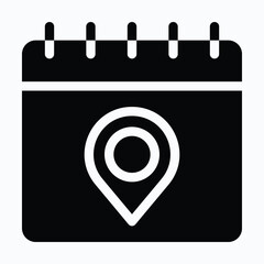 Location Pin Calendar, Address Date Vector Icon. Silhouette Style Vector Icon.