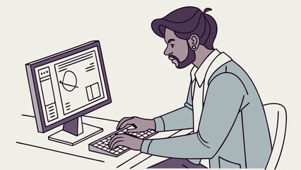 Person working on computer design illustration graphic digital art technology modern workspace office creative professional productivity freelancer job employee business man working computer user des.