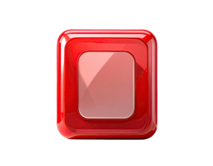 Red square button with glossy finish and recessed center (1)
