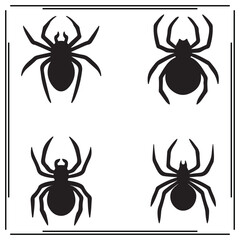Set of Black Silhouettes of Spiders: Vector Icons of Arachnids, Pests, and Insects for Health, Nature, and Wildlife Concepts