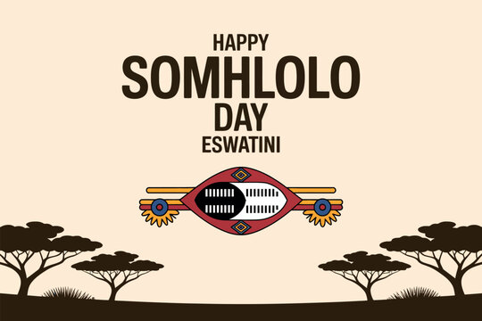 Somhlolo Day Eswatini Independence Celebration with Flag and Savanna Trees