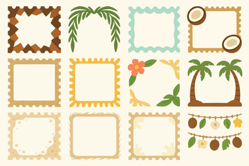 Tropical Palm Tree and Coconut Decorative Frames Collection