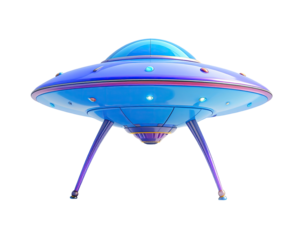 Purple-blue UFO, futuristic,  glowing lights