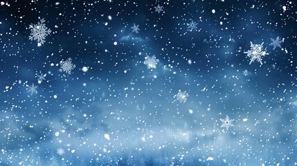 Fototapeta premium Magical winter wonderland with gentle snowfall and intricate snowflakes creating a serene, festive atmosphere