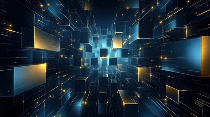 Obraz premium Abstract digital cubes and lines illustration