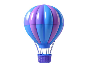 Naklejka premium Pastel hot air balloon, blue and purple, isolated