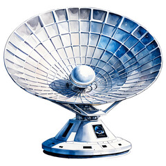 Large satellite dish watercolor illustration