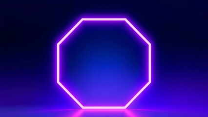 Futuristic composition of glowing geometric shapes in blue and purple gradients.